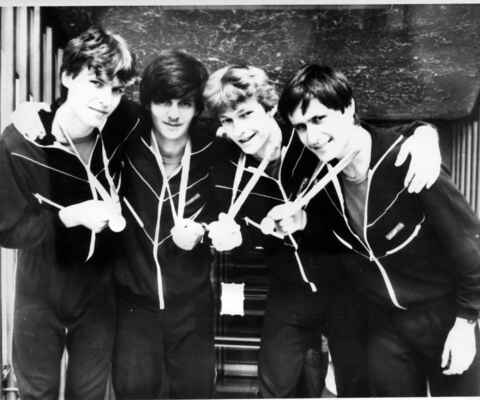 22.4.1984 - 2.místo na mistrovství ČSR dorostu v Olomouci, M.Šindelář, M.Mann, P.Kaan a J.Zemánek