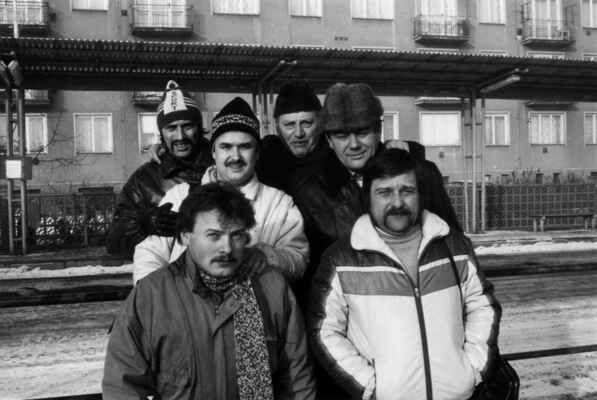 1987 - A-čko v Podbořanech: J.Kandl ml., L.Gúhl ml., J.Kandl, L.Procházka    dole: R.Voráček, P.Petřík